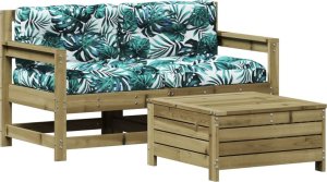 vidaXL 3-częściowy zestaw mebli do ogrodu, z poduszkami, impregnowana sosna 2