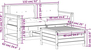 vidaXL 3-częściowy zestaw mebli do ogrodu, z poduszkami, impregnowana sosna 9
