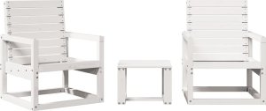 vidaXL 3-częściowy zestaw mebli ogrodowych, biały, lite drewno sosnowe 2