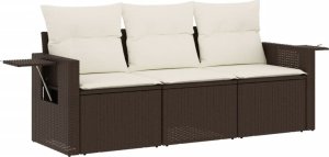 vidaXL 3-częściowy zestaw wypoczynkowy do ogrodu, poduszki, brąz, polirattan 2