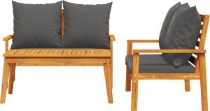 vidaXL 3-częściowy zestaw wypoczynkowy do ogrodu, poduszki, drewno akacjowe 3