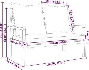 vidaXL 3-częściowy zestaw wypoczynkowy do ogrodu, poduszki, drewno akacjowe 10