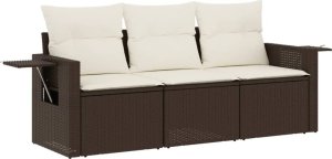 vidaXL 3-częściowy zestaw wypoczynkowy do ogrodu, poduszki, brąz, polirattan 2