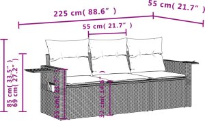 vidaXL 3-częściowy zestaw wypoczynkowy do ogrodu, poduszki, brąz, polirattan 3