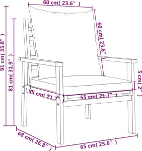 vidaXL 3-częściowy zestaw wypoczynkowy do ogrodu, poduszki, drewno akacjowe 11
