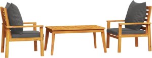 vidaXL 3-częściowy zestaw wypoczynkowy do ogrodu, poduszki, drewno akacjowe 2