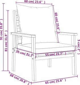 vidaXL 3-częściowy zestaw wypoczynkowy do ogrodu, poduszki, drewno akacjowe 11