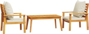 vidaXL 3-częściowy zestaw wypoczynkowy do ogrodu, poduszki, drewno akacjowe 2