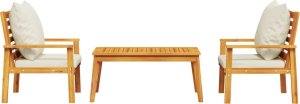 vidaXL 3-częściowy zestaw wypoczynkowy do ogrodu, poduszki, drewno akacjowe 3