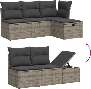 vidaXL 5-częściowy zestaw wypoczynkowy do ogrodu, poduszki, szary rattan PE 3
