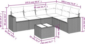 vidaXL 7-częściowy zestaw wypoczynkowy do ogrodu, z poduszkami, czarny 3
