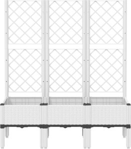 vidaXL Donica ogrodowa z kratką, biała, 120x40x142 cm, PP 3