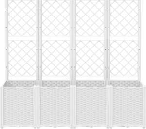 vidaXL Donica ogrodowa z kratką, biała, 160x40x140 cm, PP 3