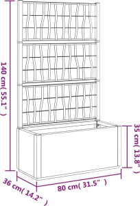 vidaXL Donica ogrodowa z kratką, ciemnoszara, 80x36x140 cm, PP 9