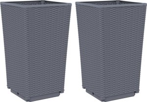 vidaXL Donice ogrodowe, 2 szt., szare, 32,5x32,5x57, PP 2