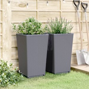 vidaXL Donice ogrodowe, 2 szt., szare, 32,5x32,5x57, PP 3