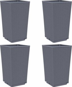 vidaXL Donice ogrodowe, 4 szt., szare, 32,5x32,5x57, PP 2