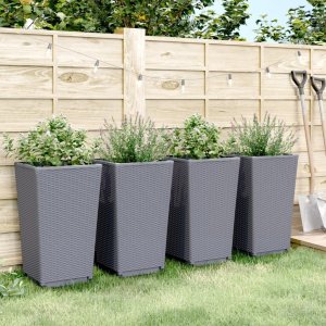 vidaXL Donice ogrodowe, 4 szt., szare, 32,5x32,5x57, PP 3