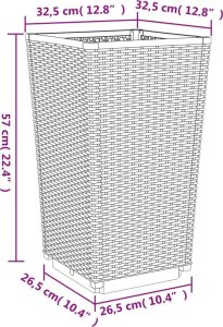 vidaXL Donice ogrodowe, 4 szt., szare, 32,5x32,5x57, PP 9