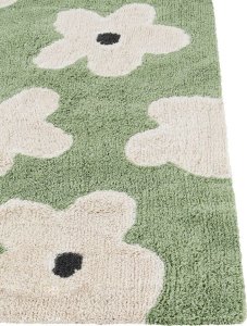 Beliani Dywan dziecięcy bawełniany w kwiaty 140 x 200 cm zielony MOKHVA 5