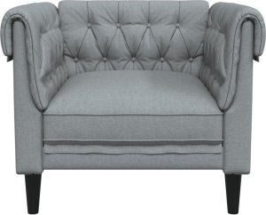 vidaXL Fotel Chesterfield, jasnoszary, obity tkaniną 4