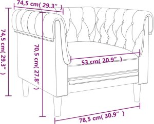 vidaXL Fotel Chesterfield, jasnoszary, obity tkaniną 9