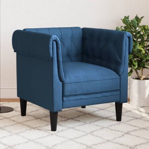 vidaXL Fotel Chesterfield, niebieski, obity tkaniną Lumarko! 1