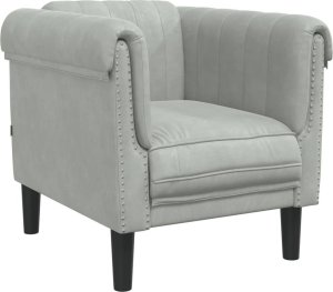 vidaXL Fotel, jasnoszary, tapicerowany aksamitem 2