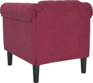 vidaXL Fotel, winna czerwień, tapicerowany aksamitem 6