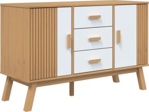 vidaXL Komoda , biało-brązowa, 114x43x73,5cm, lite drewno sosnowe 2