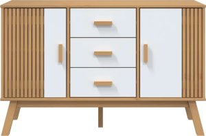 vidaXL Komoda , biało-brązowa, 114x43x73,5cm, lite drewno sosnowe 8