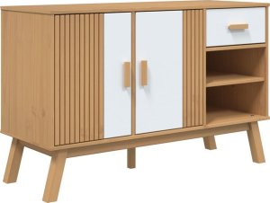 vidaXL Komoda , biało-brązowa, 114x43x73,5cm, lite drewno sosnowe 2