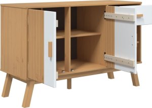 vidaXL Komoda , biało-brązowa, 114x43x73,5cm, lite drewno sosnowe 7