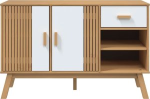 vidaXL Komoda , biało-brązowa, 114x43x73,5cm, lite drewno sosnowe 8