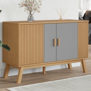 vidaXL Komoda , szaro-brązowa, 114x43x73,5cm, lite drewno sosnowe Lumarko! 1