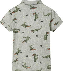 vidaXL Koszula dziecięca z krótkimi rękawami, jasne khaki melanżowe, 116 2