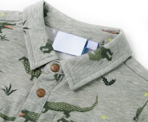 vidaXL Koszula dziecięca z krótkimi rękawami, jasne khaki melanżowe, 116 3