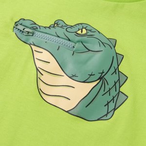 vidaXL Koszulka dziecięca z krótkimi rękawami, limonkowa, 116 4