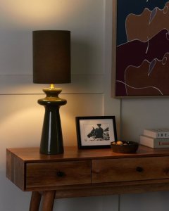 Lampa stołowa Beliani Lampa stołowa zamsz zielona OTEROS 2