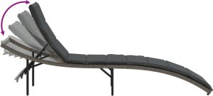 vidaXL Leżaki ze stolikiem, 2 szt., szare, polirattan 8