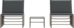 vidaXL Leżaki ze stolikiem, 2 szt., szare, polirattan 6