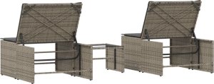 vidaXL Leżaki ze stolikiem, 2 szt., szare, polirattan 8