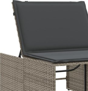 vidaXL Leżaki ze stolikiem, 2 szt., szare, polirattan 10