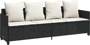 vidaXL Leżanka z poduszkami, czarna, rattan PE 2