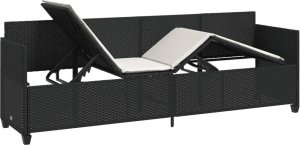 vidaXL Leżanka z poduszkami, czarna, rattan PE 4
