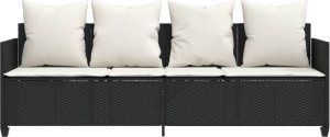 vidaXL Leżanka z poduszkami, czarna, rattan PE 5