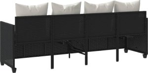 vidaXL Leżanka z poduszkami, czarna, rattan PE 7