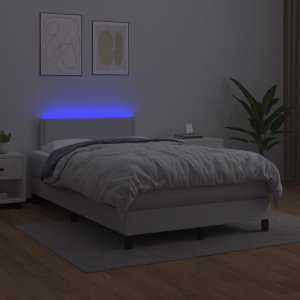vidaXL Łóżko kontynentalne z materacem i LED, białe, 120x190 cm 4