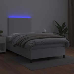 vidaXL Łóżko kontynentalne z materacem i LED, białe, 120x190 cm 4