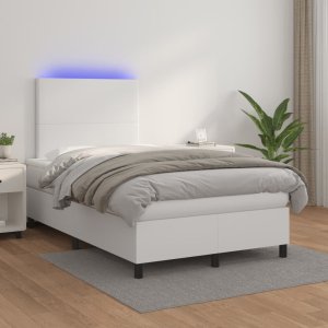 vidaXL Łóżko kontynentalne z materacem i LED, białe, 120x190 cm 5